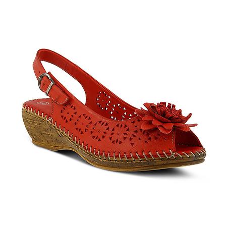 WOMEN'S BELFORD RED LEATHER WEDGE SANDAL