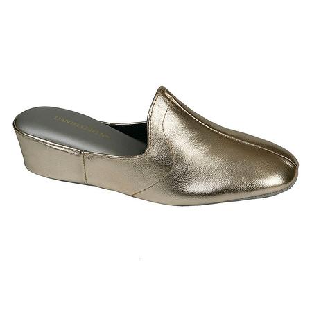 WOMEN'S GLAMOUR PEWTER LEATHER WEDGE SLIPPER