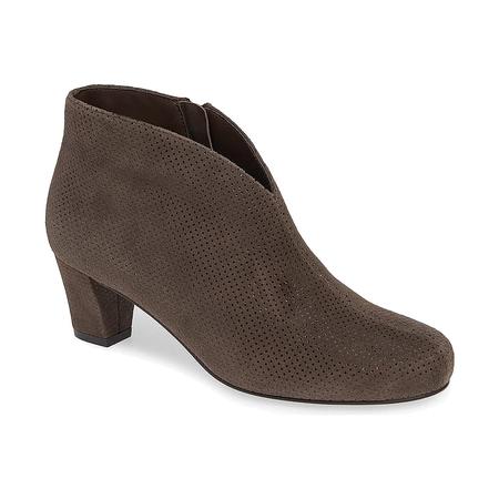 WOMEN'S FAME BROWN SUEDE DOTS ANKLE BOOTIE