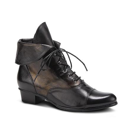 WOMEN'S GALIL BLACK LEATHER LACE-UP BOOTIE