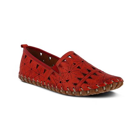 WOMEN'S FUSARO RED LEATHER SLIP-ON LOAFER